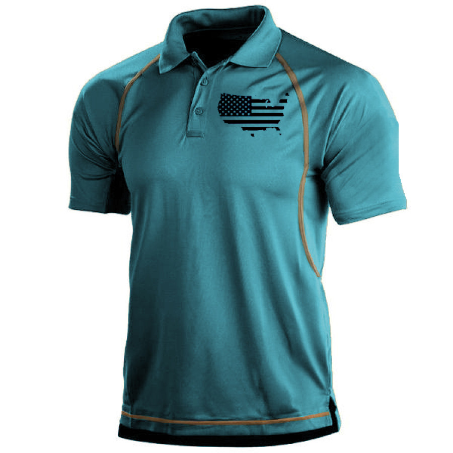 

Men's American Flag Outdoor Tactical Sport PoLo Neck T-Shirt