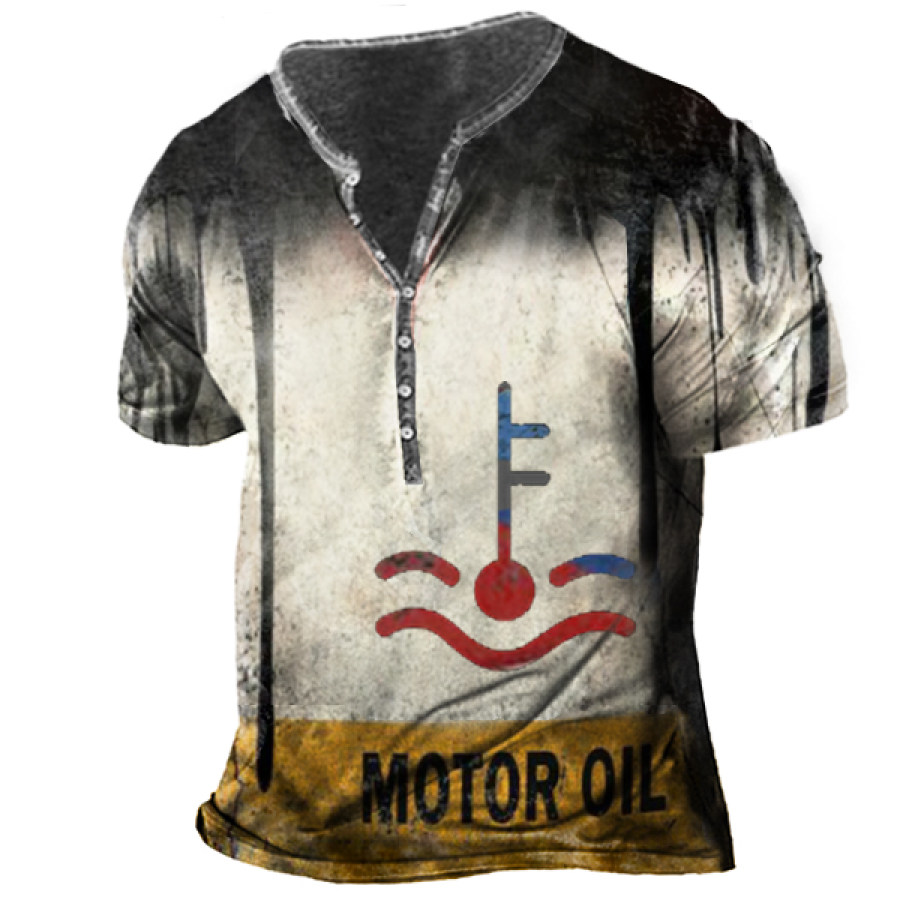 

Motor Oil Printed Men's Henley Short Sleeve T-Shirt