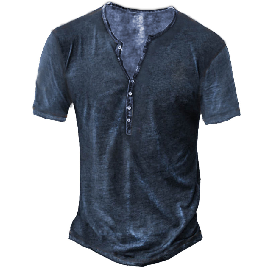 

Men's Outdoor Vintage Henley Short Sleeve T-Shirt
