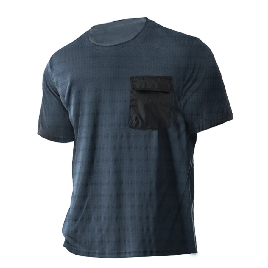 

Men's Breathable Quick Dry Striped Pocket Sports Outdoor T-Shirt