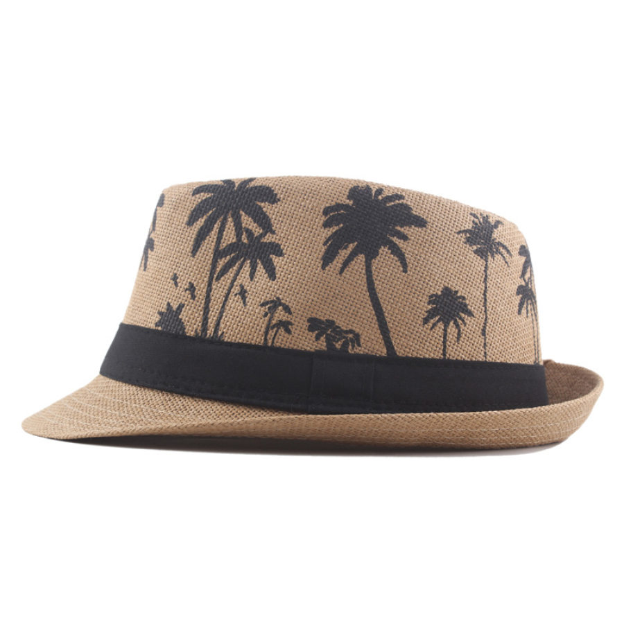 

Men's Hawaiian Palms Print Coconut Pattern Rolled Beach Hat