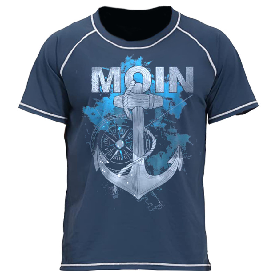 

Men's Anchor Dashboard Nautical Travel Colorblock T-Shirt
