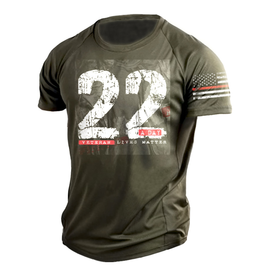 

22 A Day Men's Military Veteran Print T-Shirt