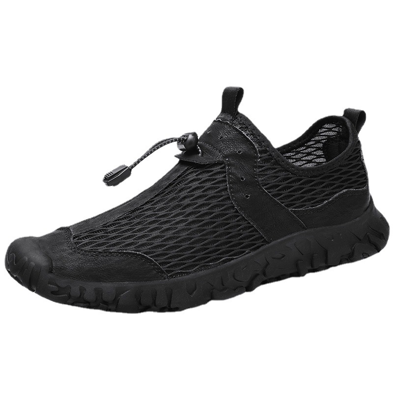 Men's Drawstring Lace-up Chic Mesh Lightweight Breathable Outdoor Sports Casual Shoes