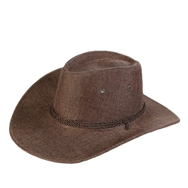 Men's Western Cowboy Style Outdoor Travel Vacation Beach Sun Straw Hat - Kalesafe.com 