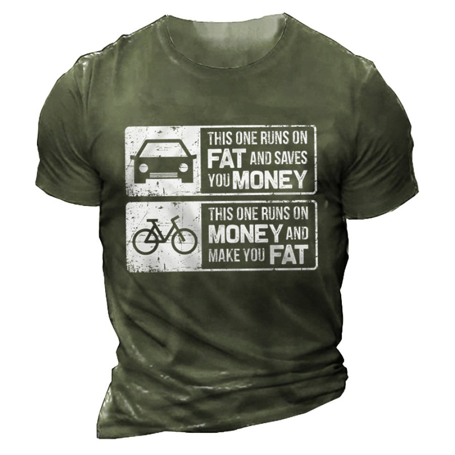 

Men's Funny Car Bicycle Print Cotton T-Shirt