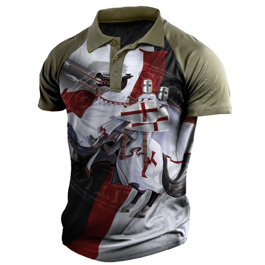 

Men's Outdoor Knights Templar Raglan Print Polo T-Shirt
