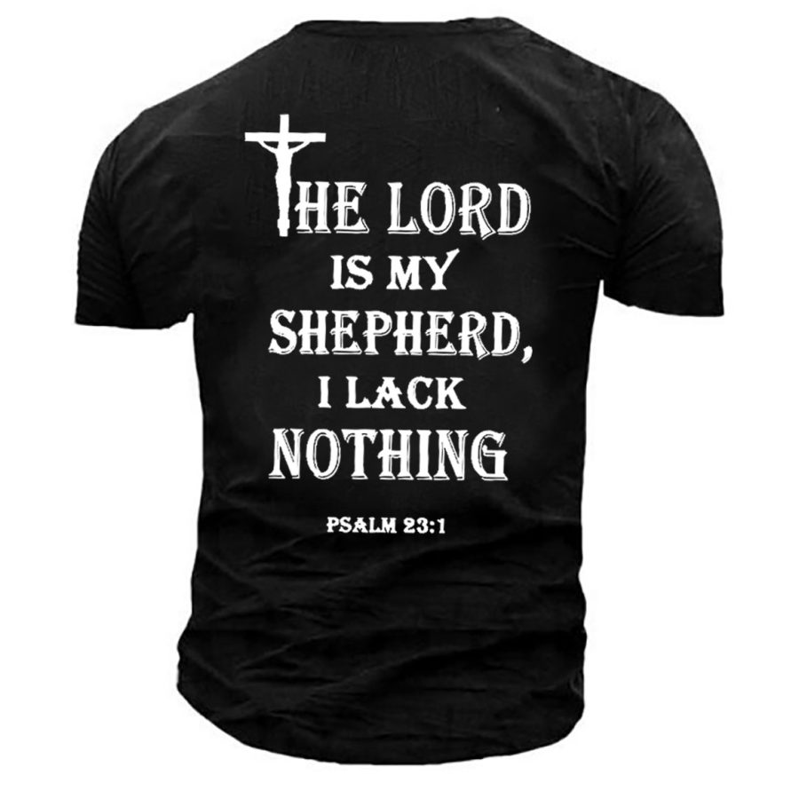 

Men's The Lord Is My Shepherd I Lack Nothing Print Cotton T-Shirt