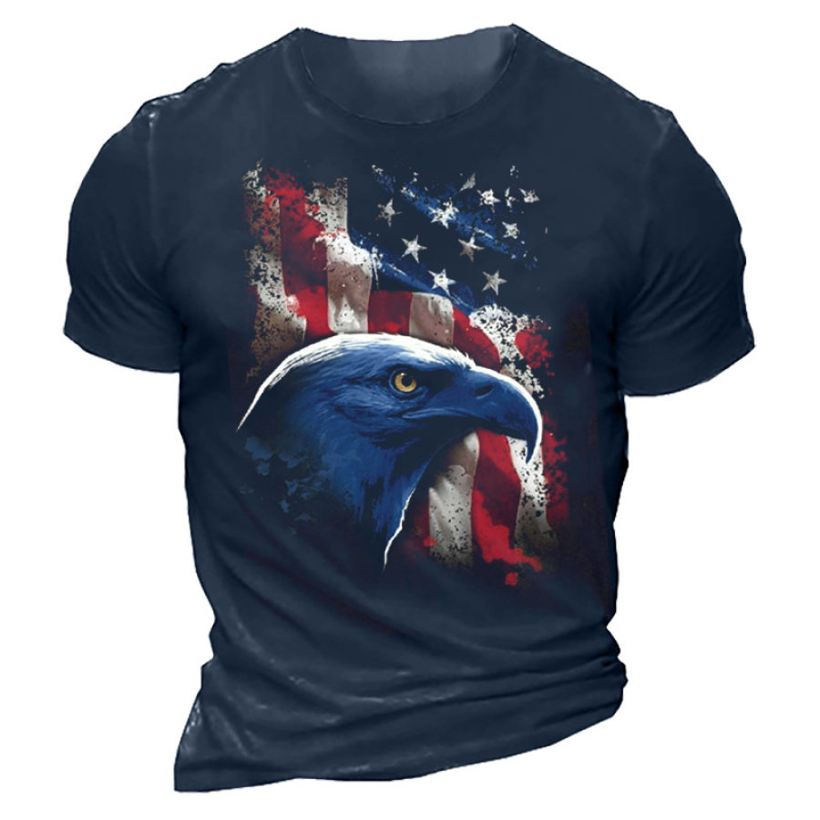 

Men's American Flag Eagle Print Crew Neck T-Shirt