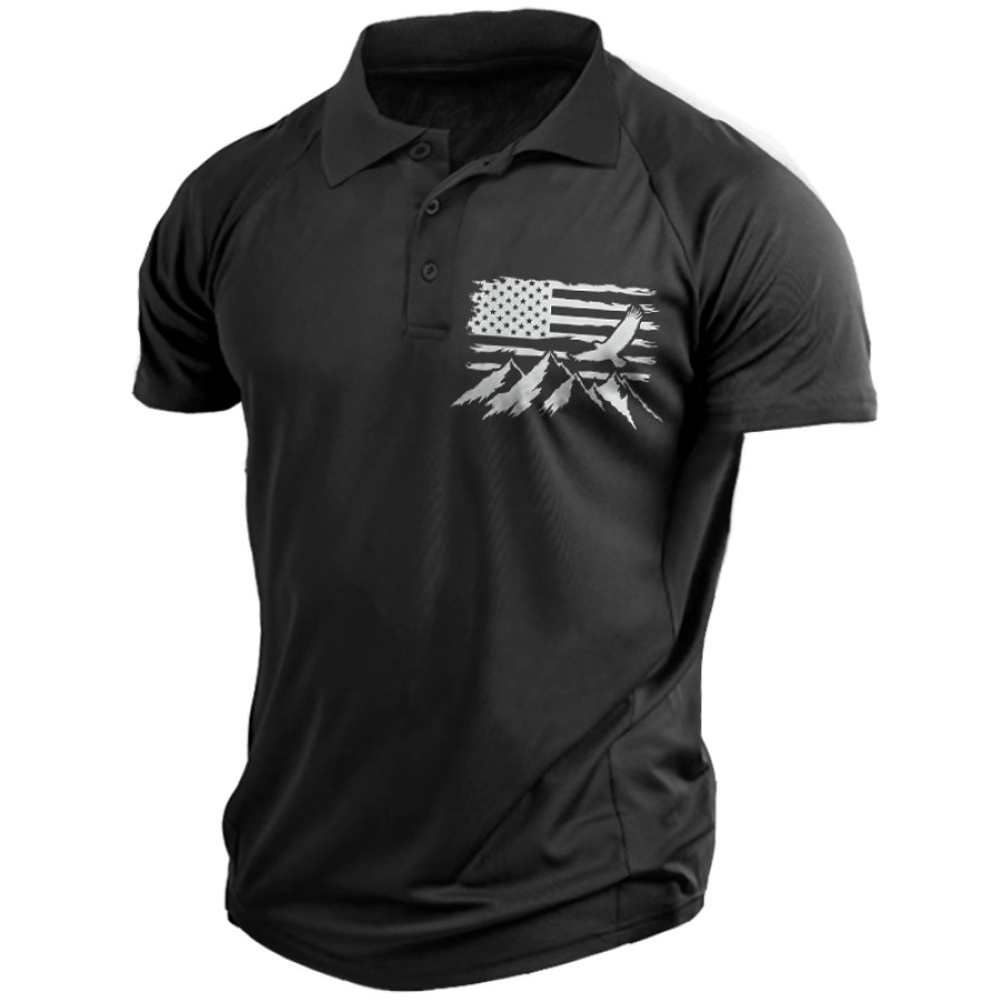 

Men's American Flag Hiking Print POLO Shirt