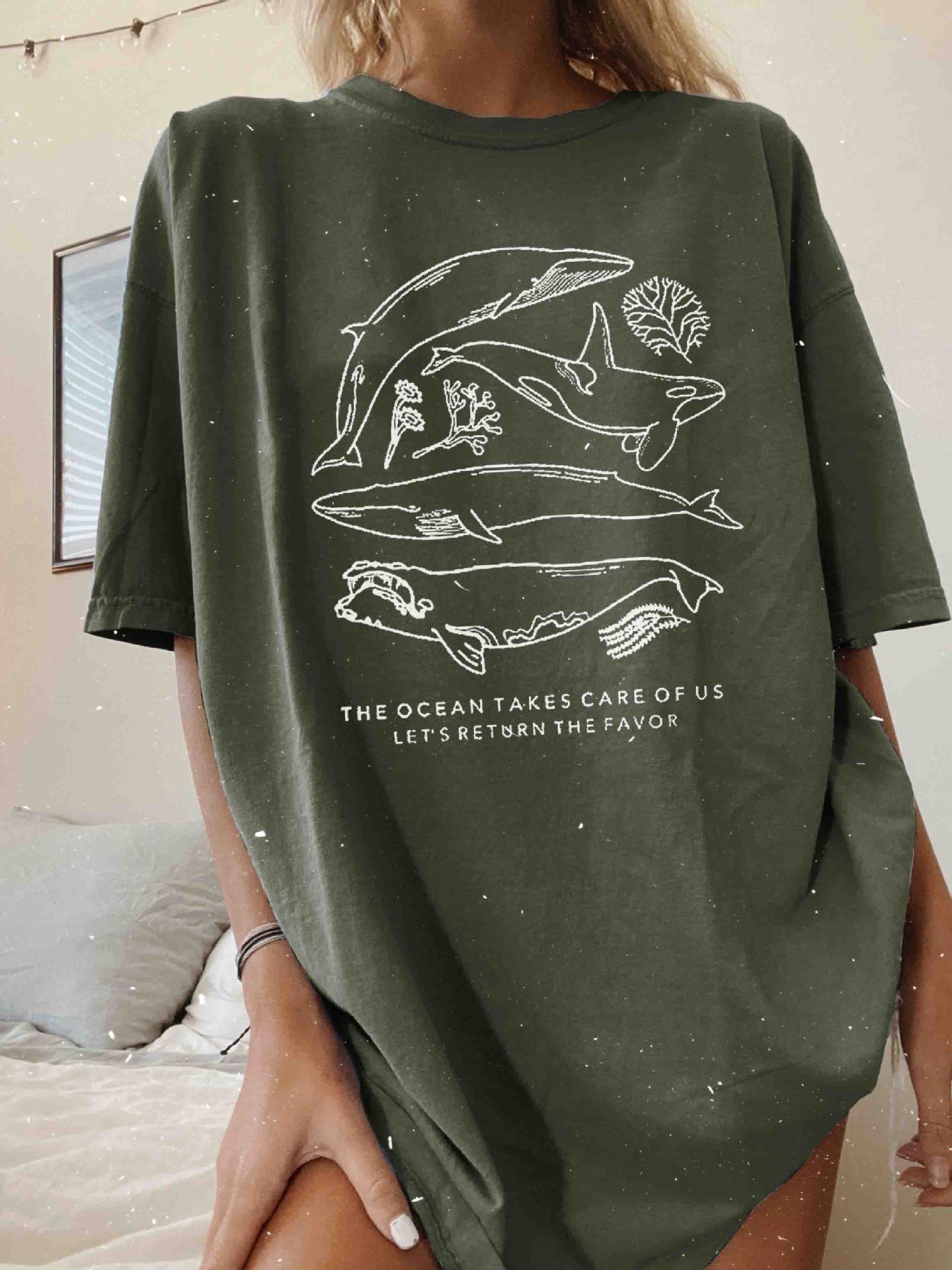 Women's Whale Print Loose Chic T-shirt