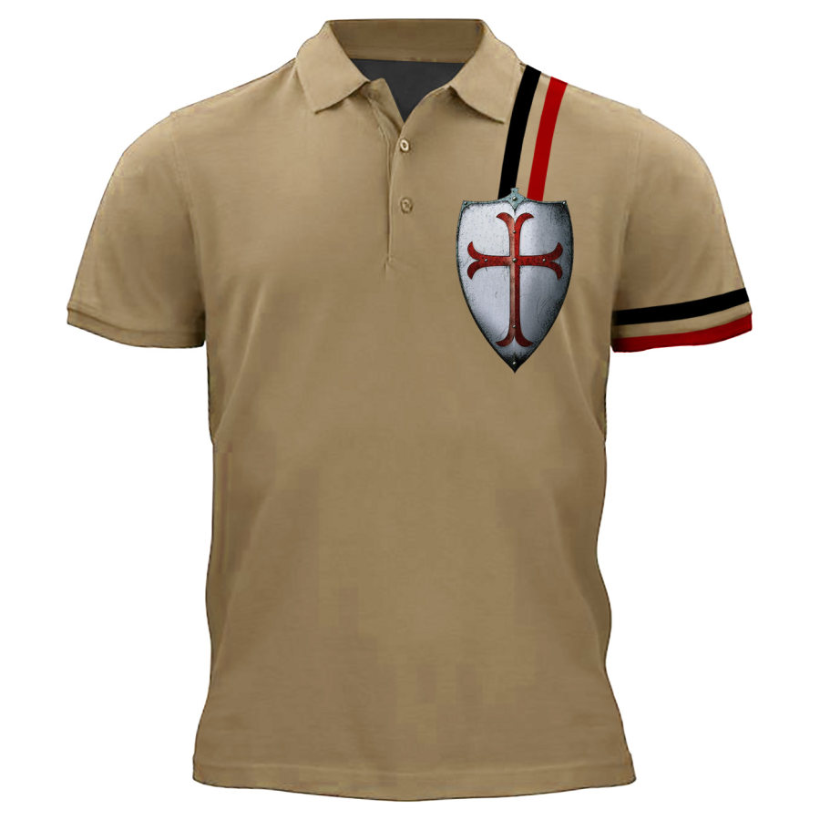 

Men's Outdoor Knights Templar Shield Print Polo T-Shirt