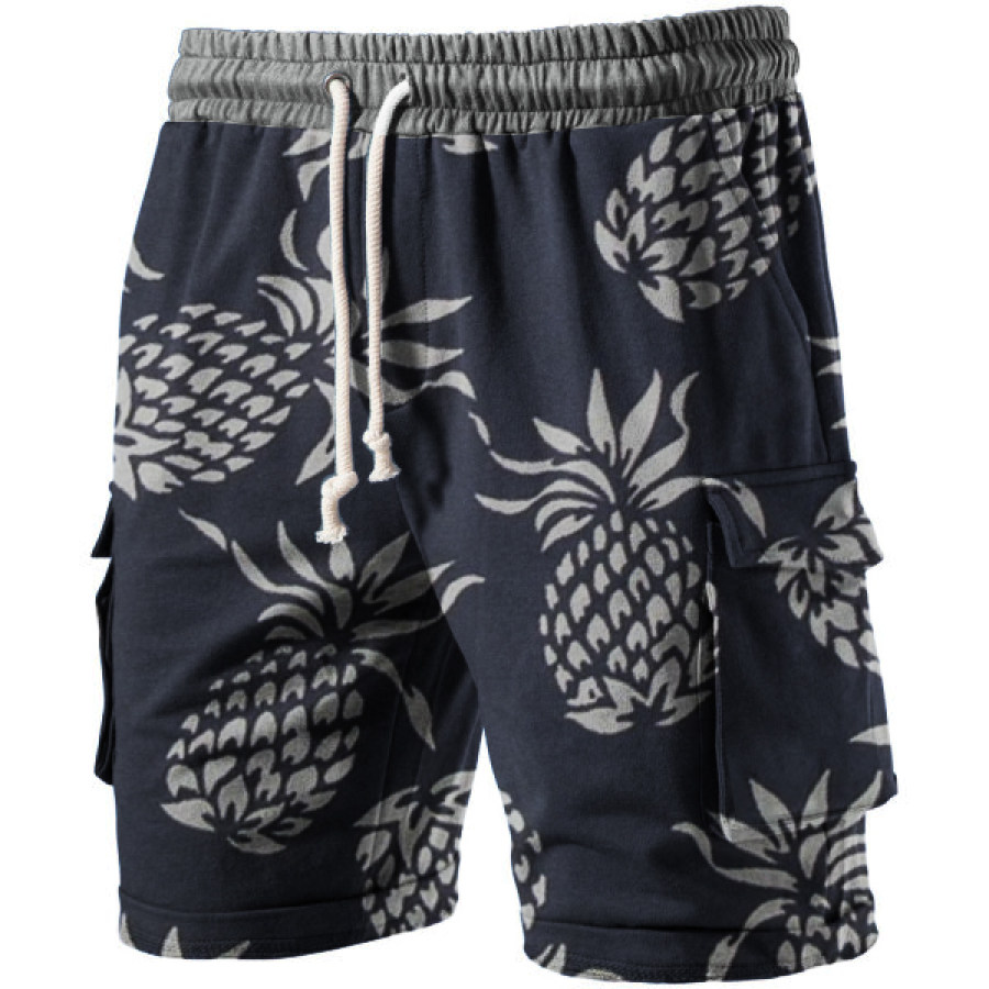 

Tossed Pineapples On Navy Blue Print Men Casual Shorts