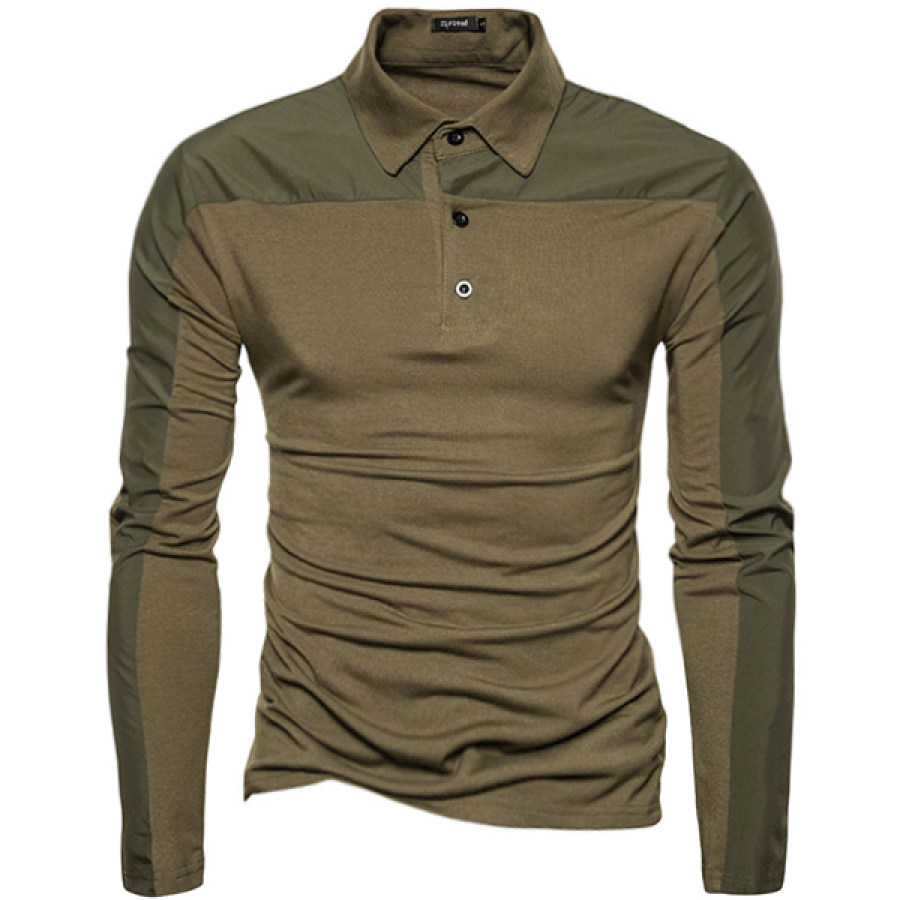 

Men's Outdoor Contrast Polo Neck Long Sleeve T-Shirt