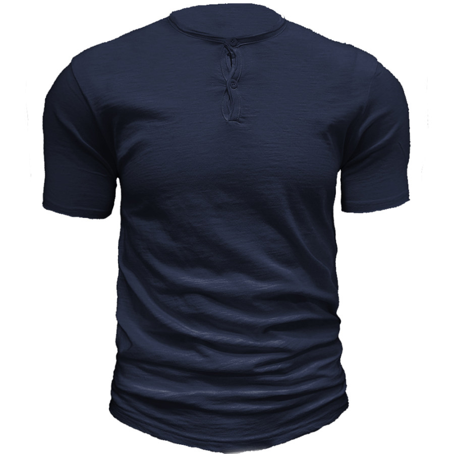 

Men's Outdoor Leisure Henley Collar Cotton T-Shirt