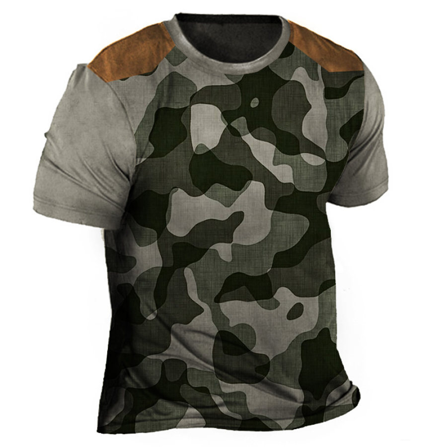 

Men's Outdoor Camo Patchwork Print T-Shirt