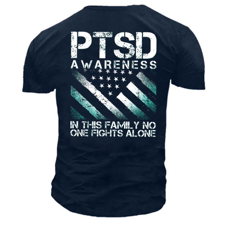 Men's PTSD Awareness In This Family Print Cotton T-Shirt