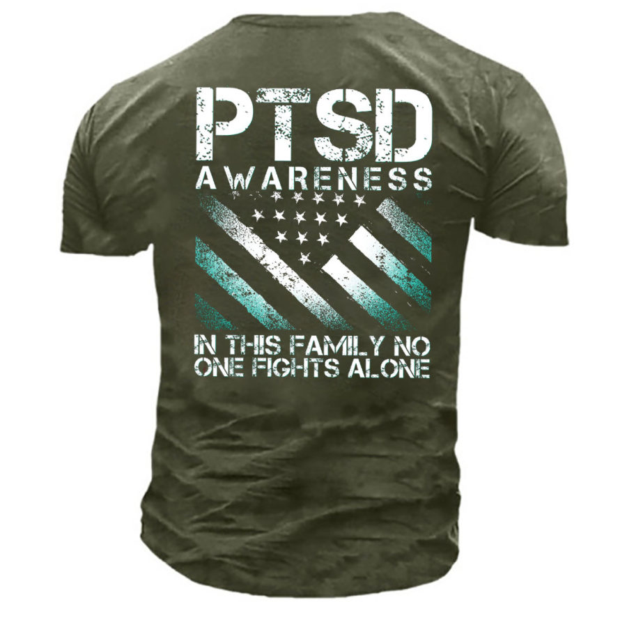 

Men's PTSD Awareness In This Family Print Cotton T-Shirt