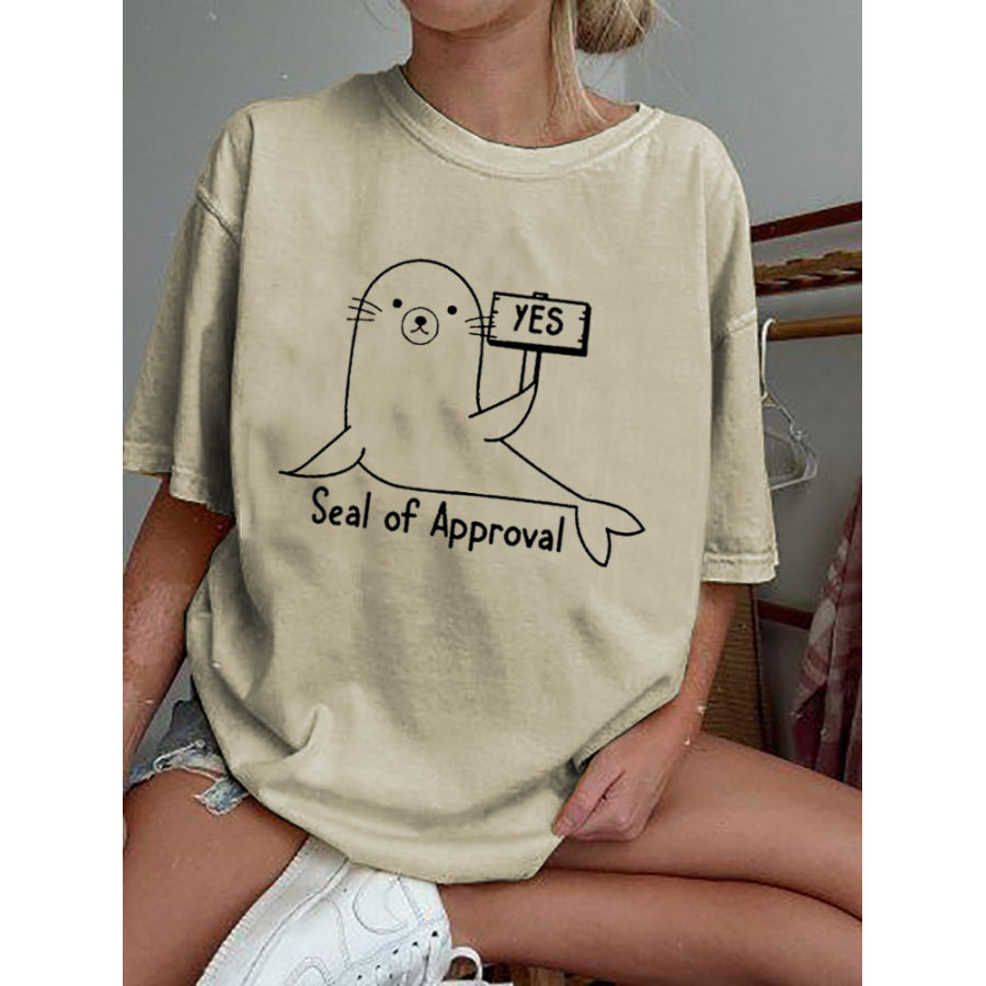 

Women's Seal Of Approval Print Loose T-Shirt