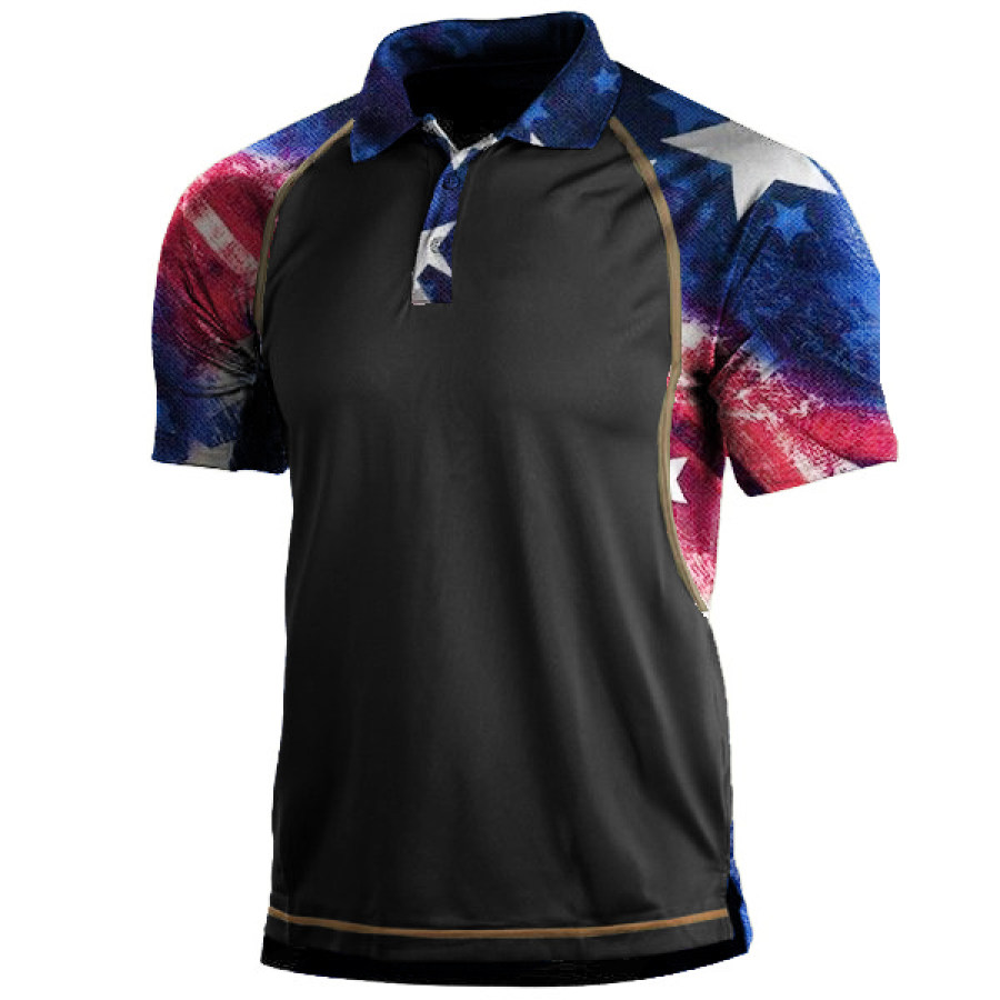 

Men's American Flag Outdoor Tactical Sport PoLo Neck T-Shirt