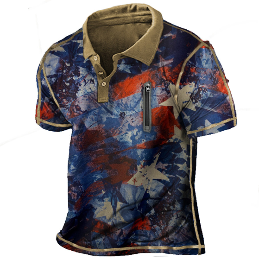 

Men's American Flag Outdoor Tactical Sport PoLo Neck T-Shirt