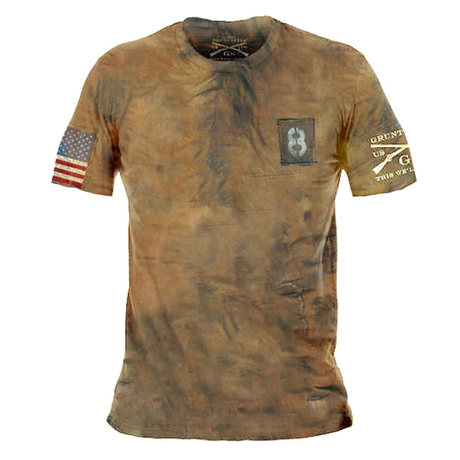 

Mens Retro Print Casual T-shirt