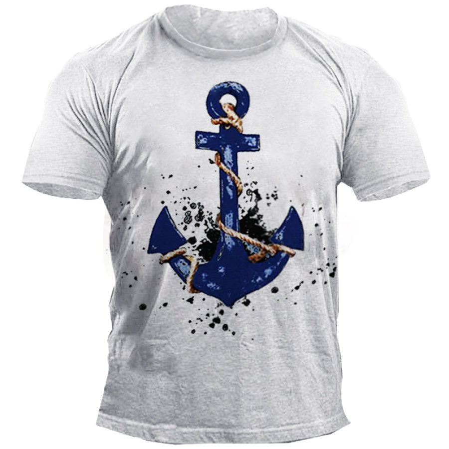 

Men's Casual Nautical Anchor Print Short Sleeve T-Shirt