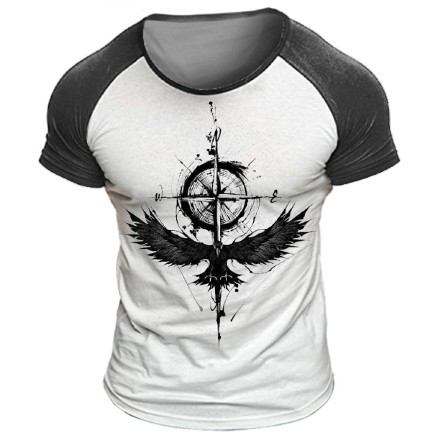 

Men's Casual Compass Vintage Print T-Shirt