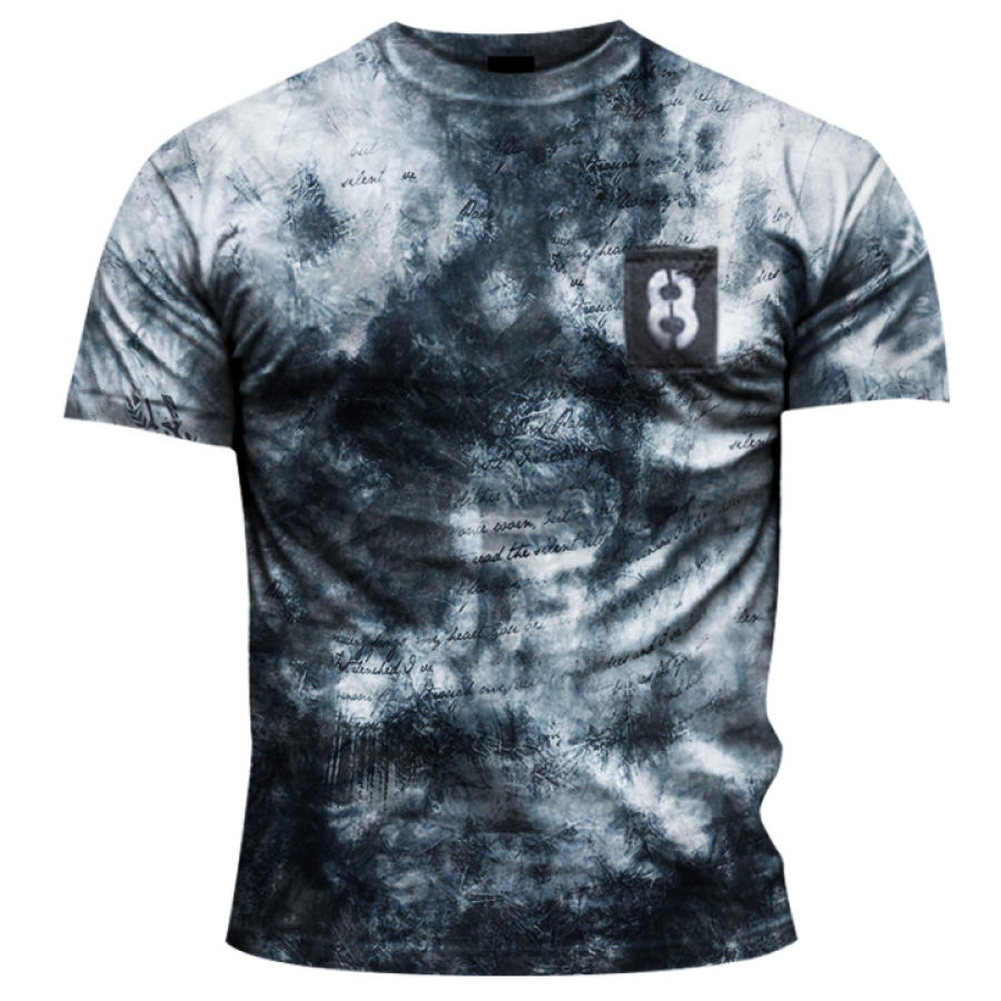 Mens Retro Casual Short Sleeve Tie-Dye Tactics T-Shirt