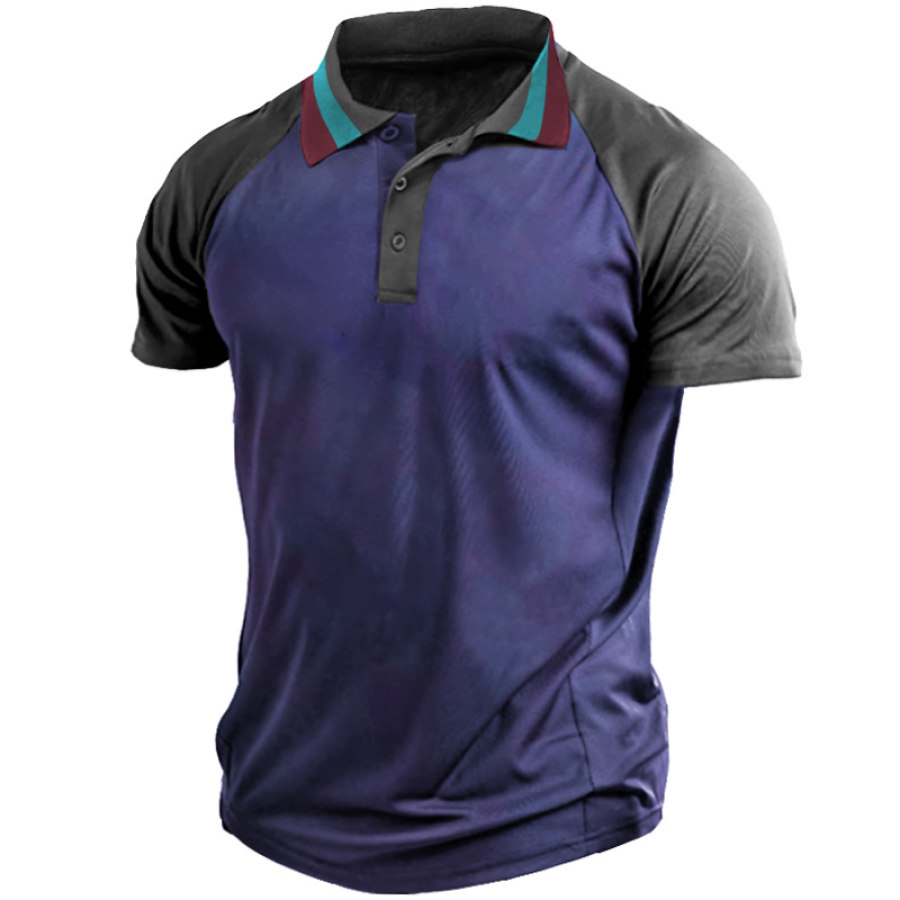 

Men's Outdoor Contrast Design Polo Neck Sports Short Sleeve T-Shirt