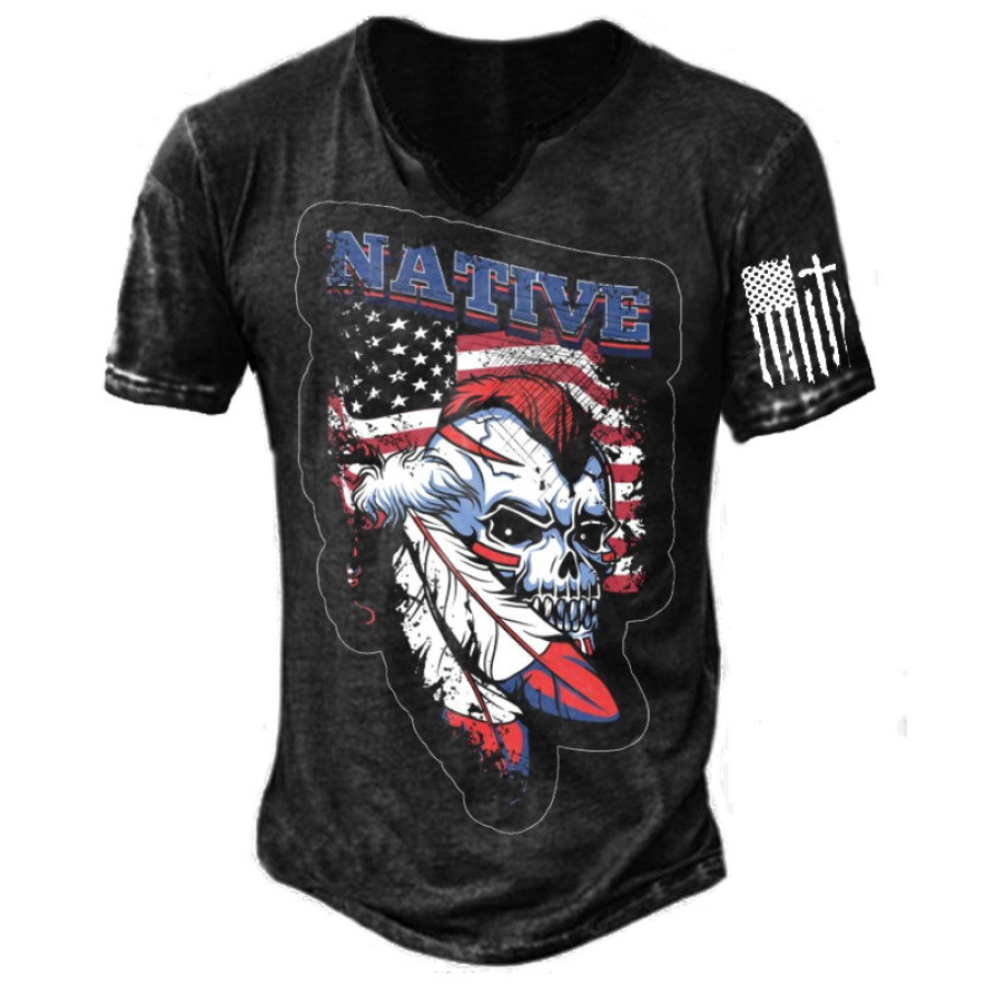

Men's Native American Flag Skull Faith T-Shirt