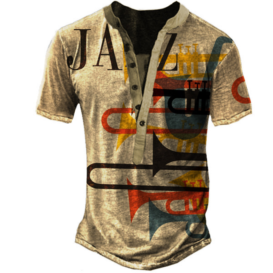 

Men's Jazz Henley Short Sleeve T-Shirt