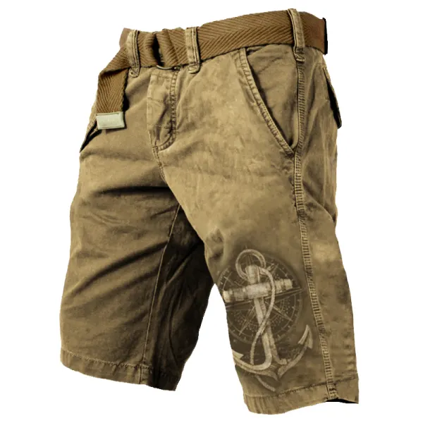 Nautical Anchor Print Men's Vintage Shorts - Sanhive.com 