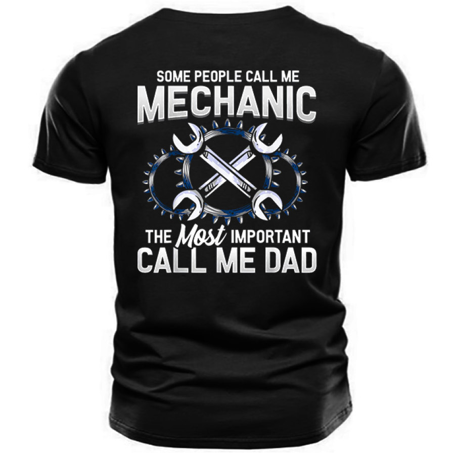 Men's Mechanic Dad Print Cotton T-Shirt