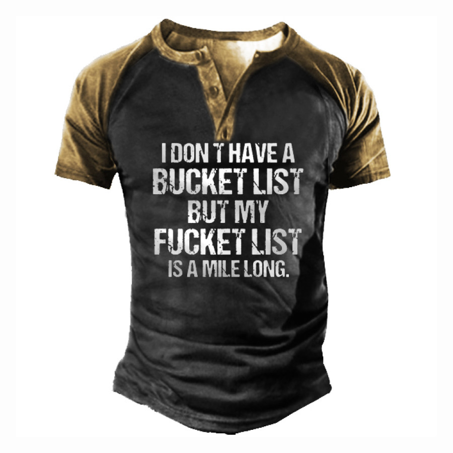 

Men's Funny Letter Henley T-Shirt