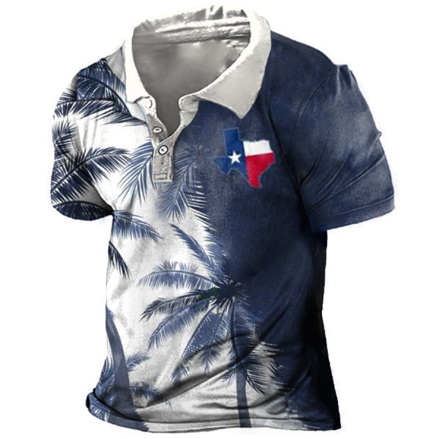 

Texas Peace Life Style Hawaiian Print Men Polo T-Shirt