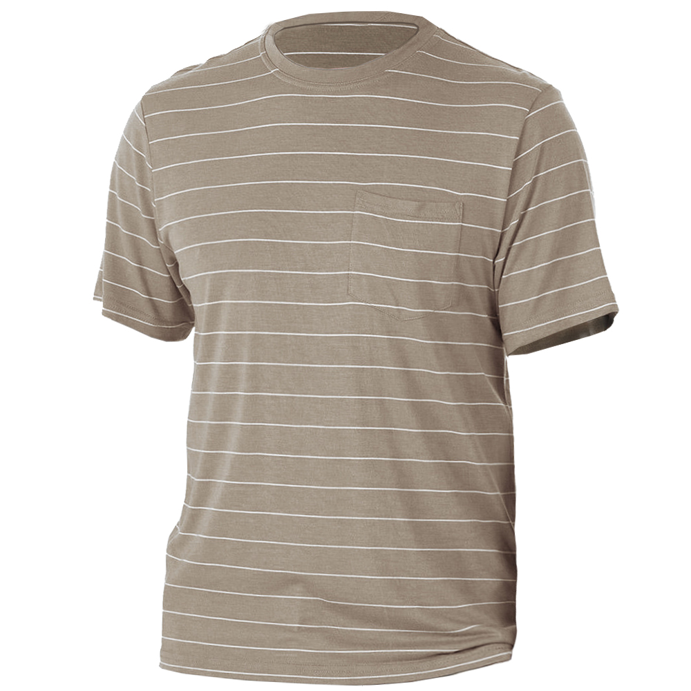 Men's Classic Stripe Print Chic Pocket Crew Neck Casual T-shirt