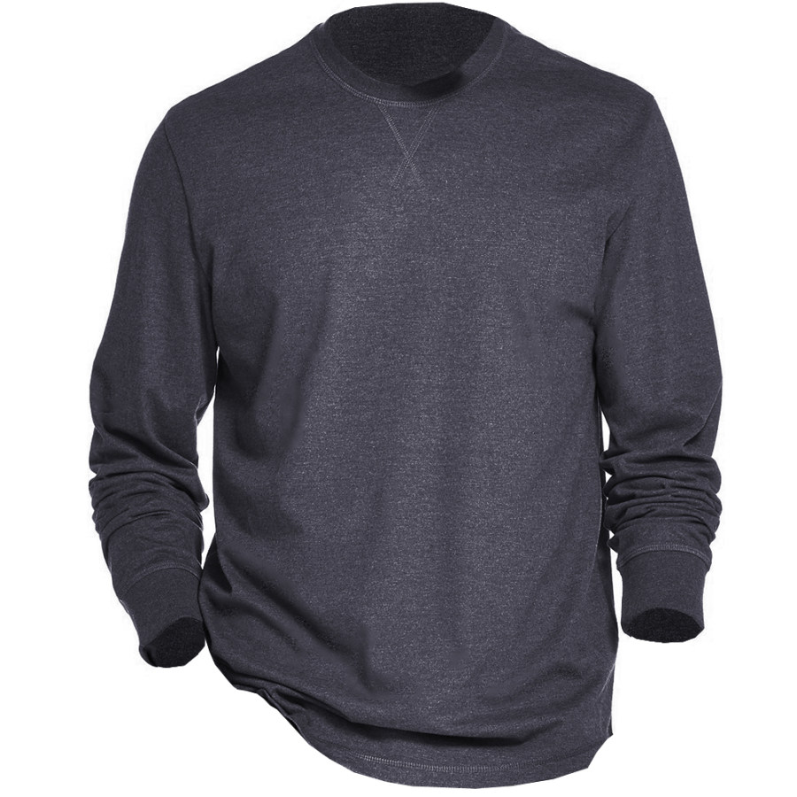 

Men's Solid Round Neck Casual Loose Top