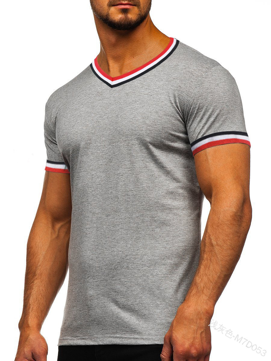 Men's Outdoor Solid Color Chic V-neck Casual T-shirt