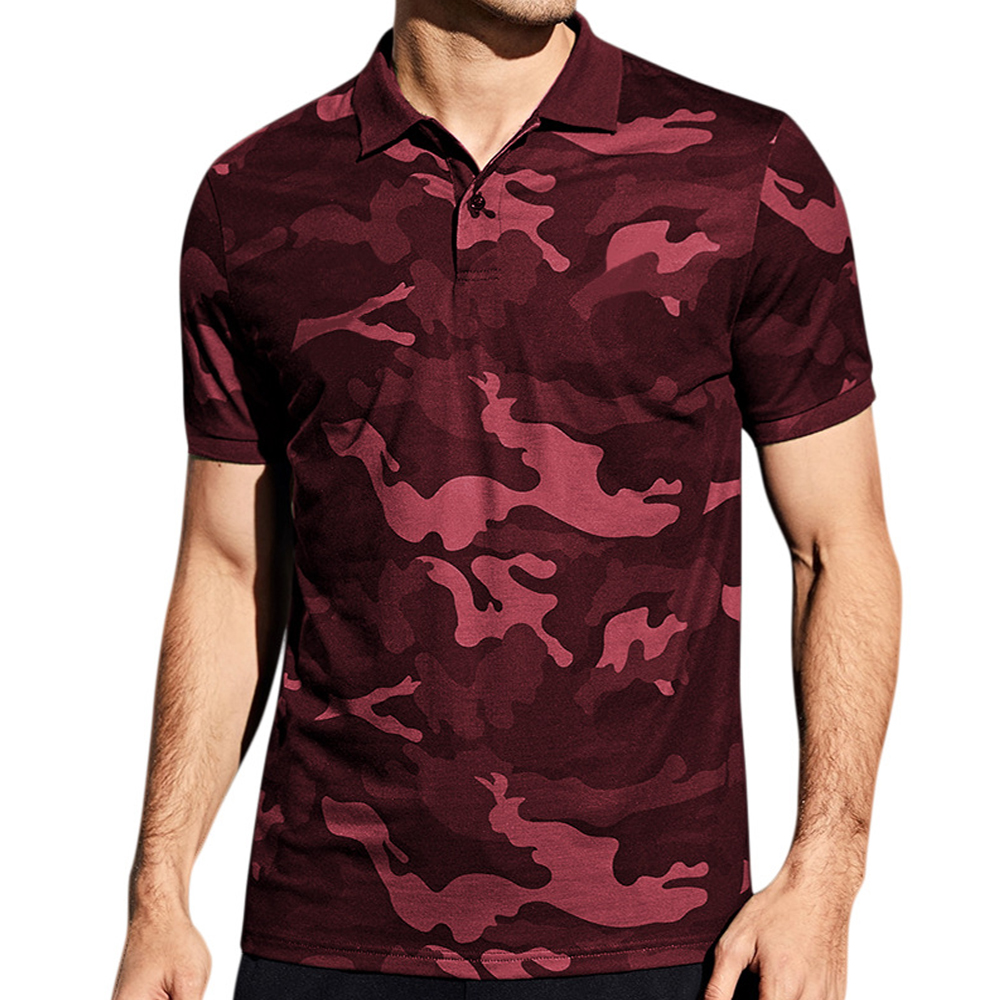 Men's Outdoor Tactical Camo Print Chic Polo Neck T-shirt