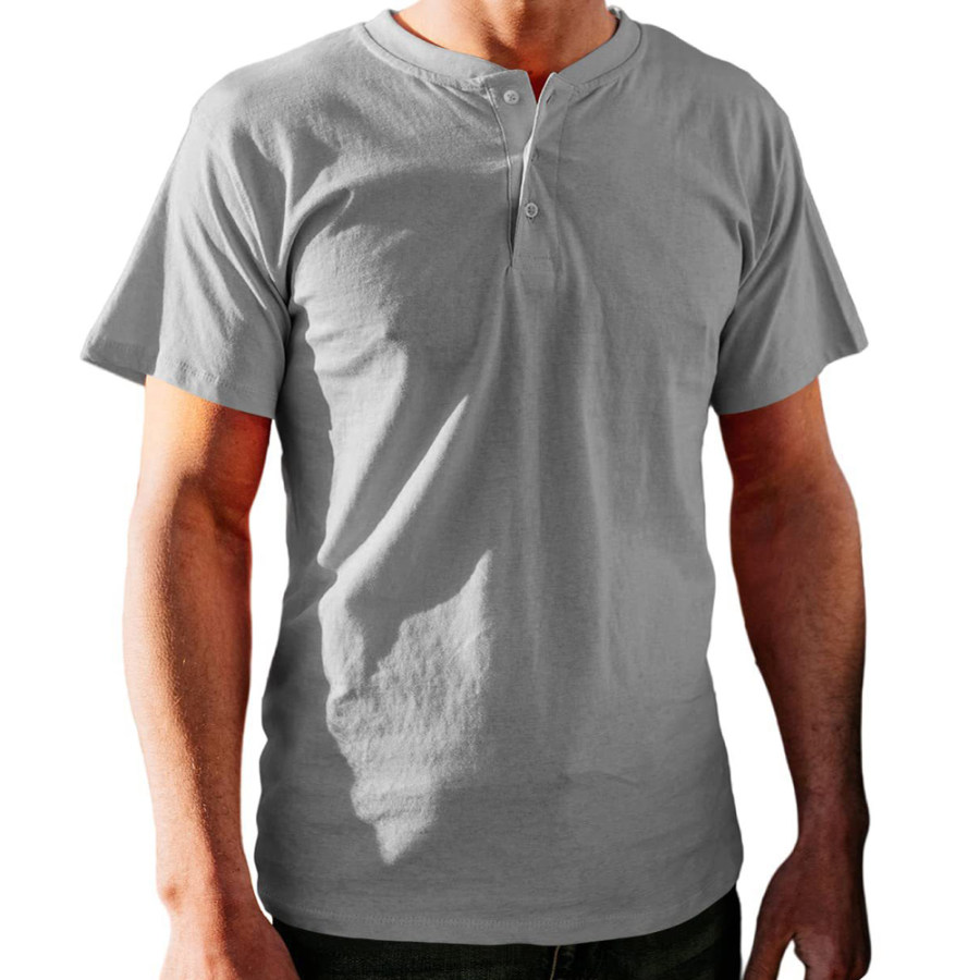 

Men's Classic Solid Color Henley Collar Casual T-Shirt