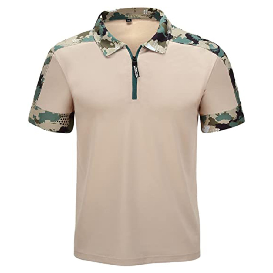 

Men's Outdoor Zip Lapel Short Sleeve Tactical T-Shirt