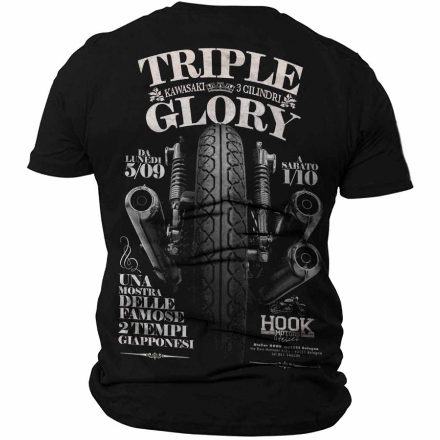 

Triple Glory Men's Motorcycle Graphic Print T-Shirt