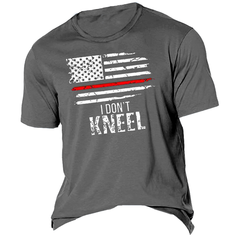 I Don't Kneel Men's Chic American Flag Cotton T-shirt