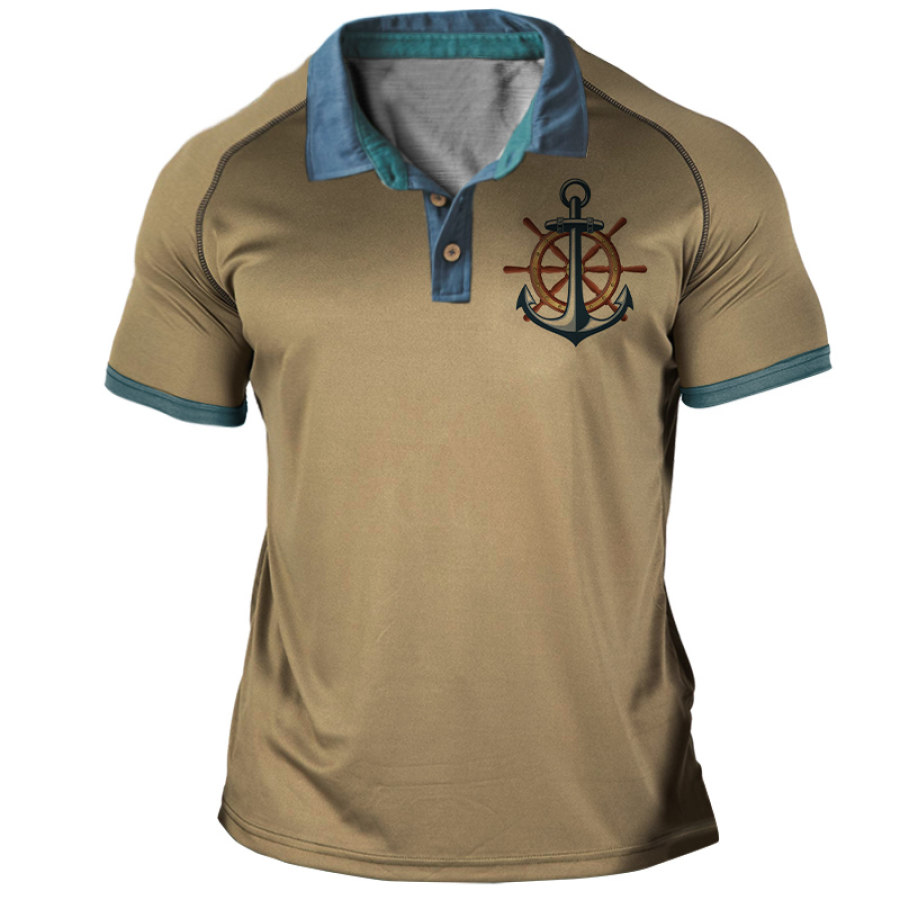 

Men's Outdoor Anchor Rudder Print Polo T-Shirt