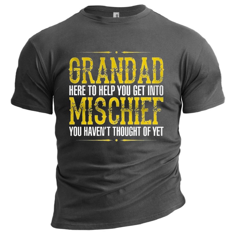 

Men's Grandad Mischief Print Cotton T-Shirt