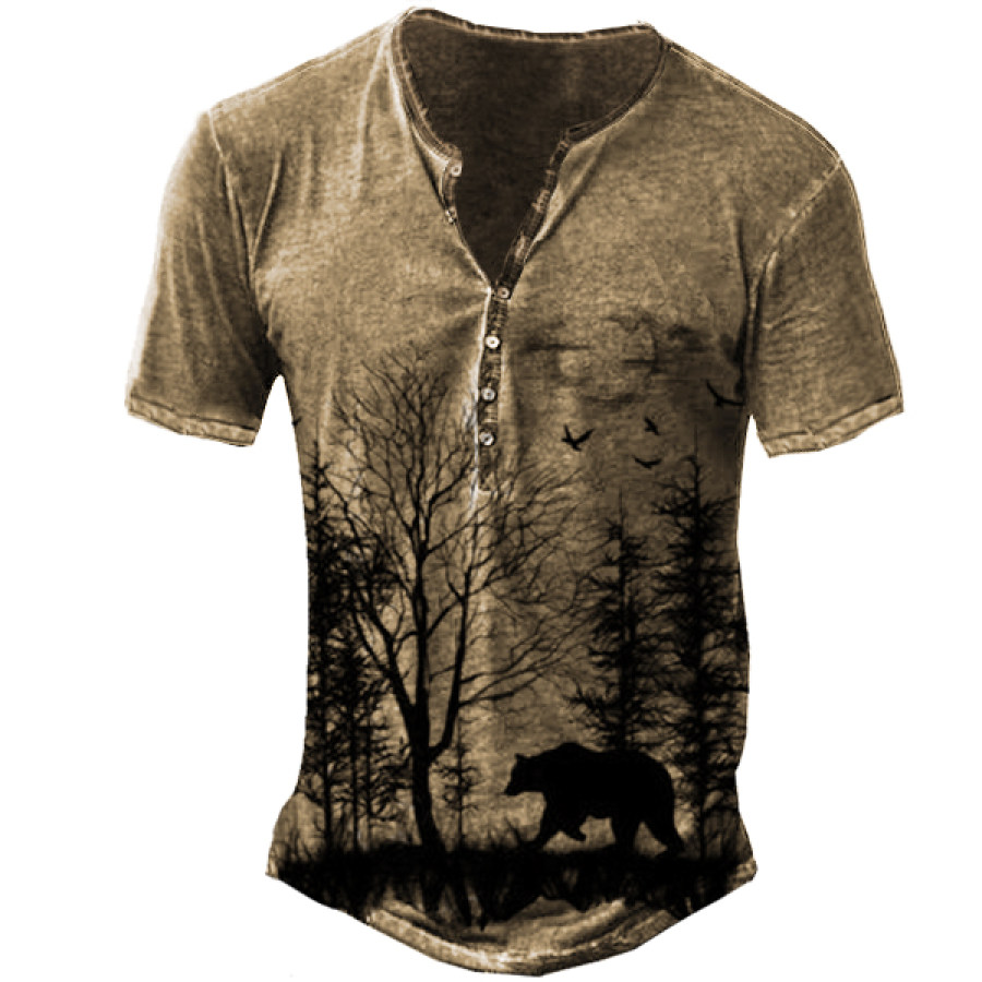 

Men's Bear At Dusk Outdoor Tactical Henley T-Shirt