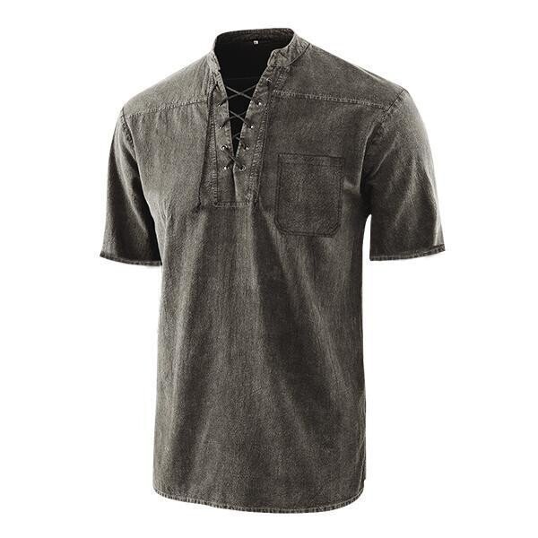 Men's Short Sleeve Drawstring Chic Henley Shirt