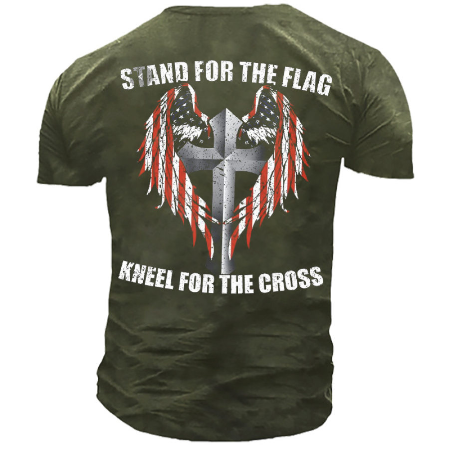 

Men's American Flag Jesus Cross Print T-Shirt