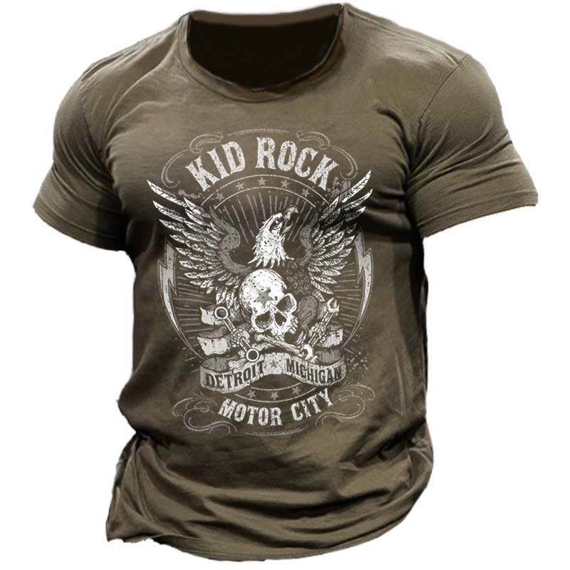 Kid Rock Men's Eagle And Chic Skull Festival Graphic Print T-shirt